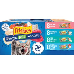 Purina Friskies Seafood Favorites Wet Cat Food Variety Pack, 5.5-oz can, case of 32