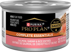 Purina Pro Plan Adult Salmon, Shrimp & Rice Entrée in Sauce Canned Cat Food, 3-oz can, case of 24