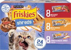 Friskies Savory Shreds Variety Pack Canned Cat Food, 5.5-oz, case of 24