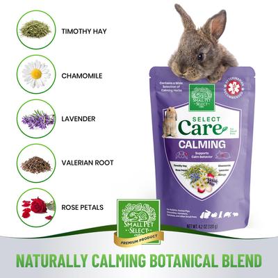 Show full view: Small Pet Select Care Natural High Fiber Timothy Hay Based Calming Support Treat Supplement for Smallpets, Brown, 4.2-oz bag slide 4 of 8
