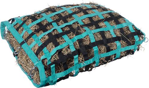 Show full view: Tough1 Slow Feed Web Hay Horse Feeder, 33-in long, 1-in wide, Teal slide 3 of 3