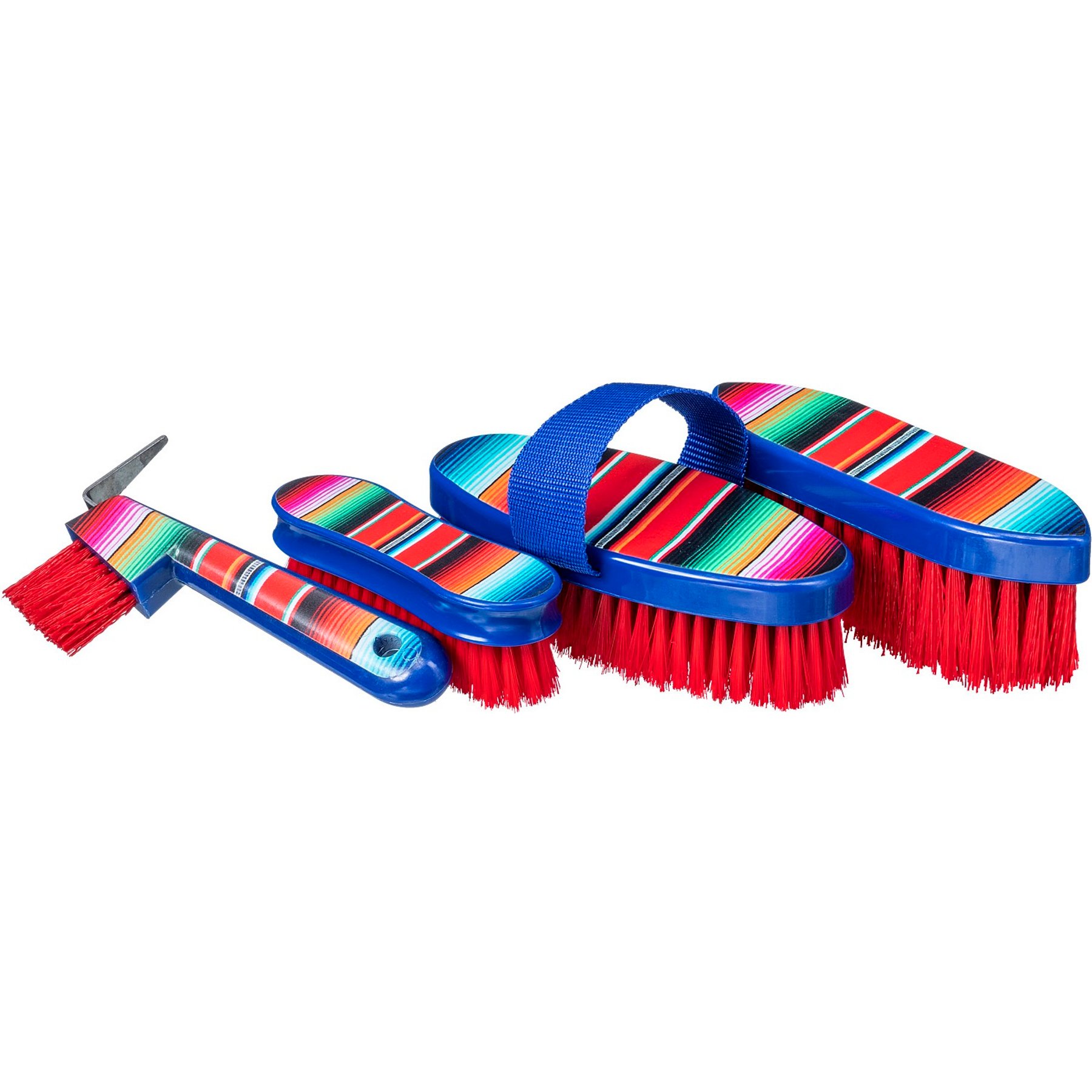 Tough1 4-Piece Printed Horse Brush Package, 7 1/2 x 5 1/2-in, Serape