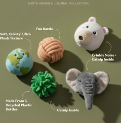Grrreen Mahi Polar Bear Cat Plush Toy with Catnip, Multi, Small, 2 count + Earth Animals Plush Cat Toy with Catnip, Multi, Small, 5 count slide 2 of 9