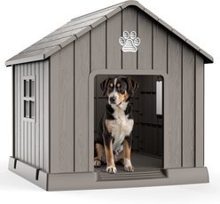 Cesicia Resin Outdoor Dog House, 33.7-in, Light Brown