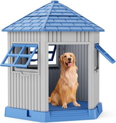 Cesicia Plastic Dog House, Blue, 30.51-in