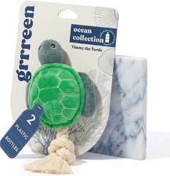 Grrreen Rope Turtle Squeaky Plush Dog Toy, Medium