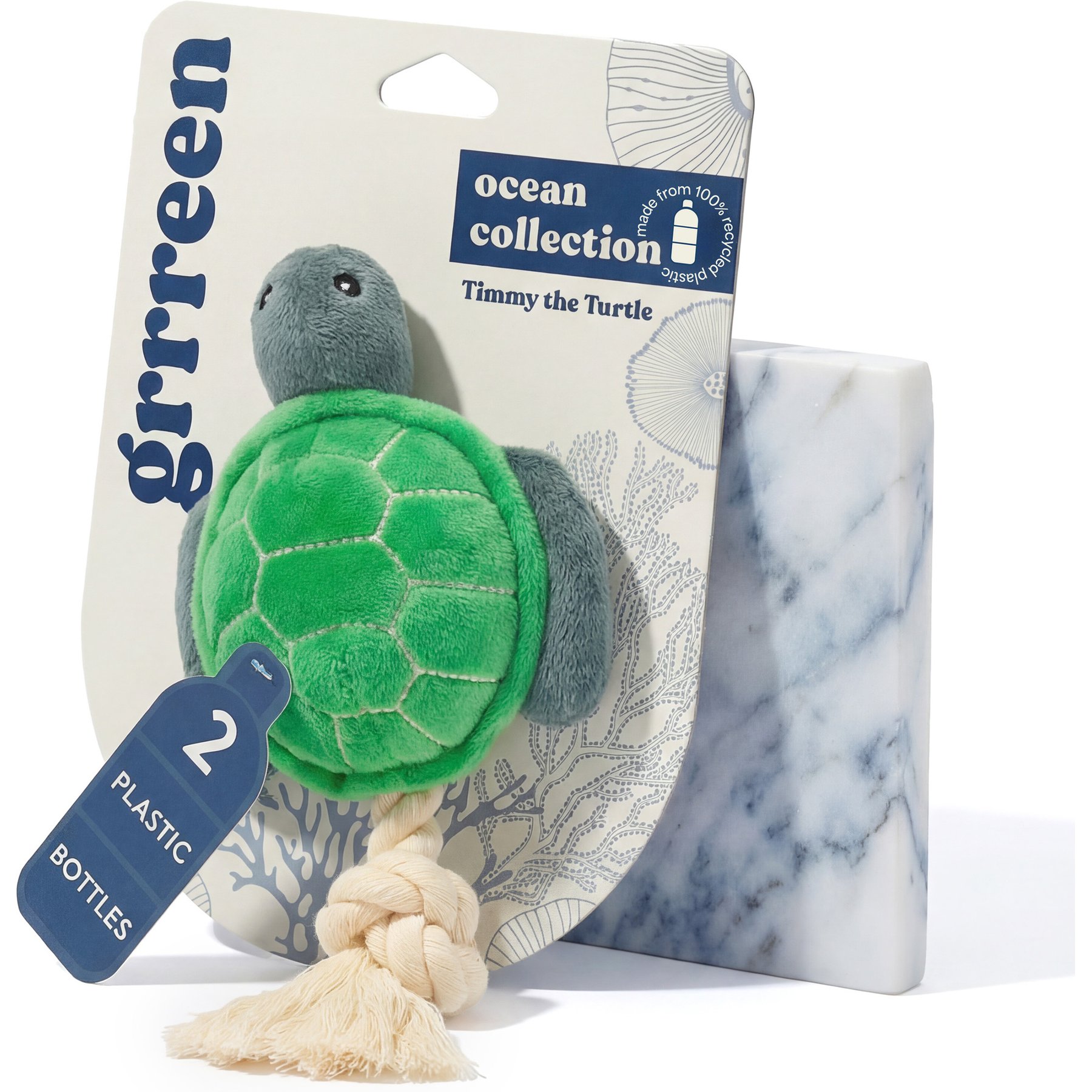 Grrreen Rope Turtle Squeaky Plush Dog Toy, Medium