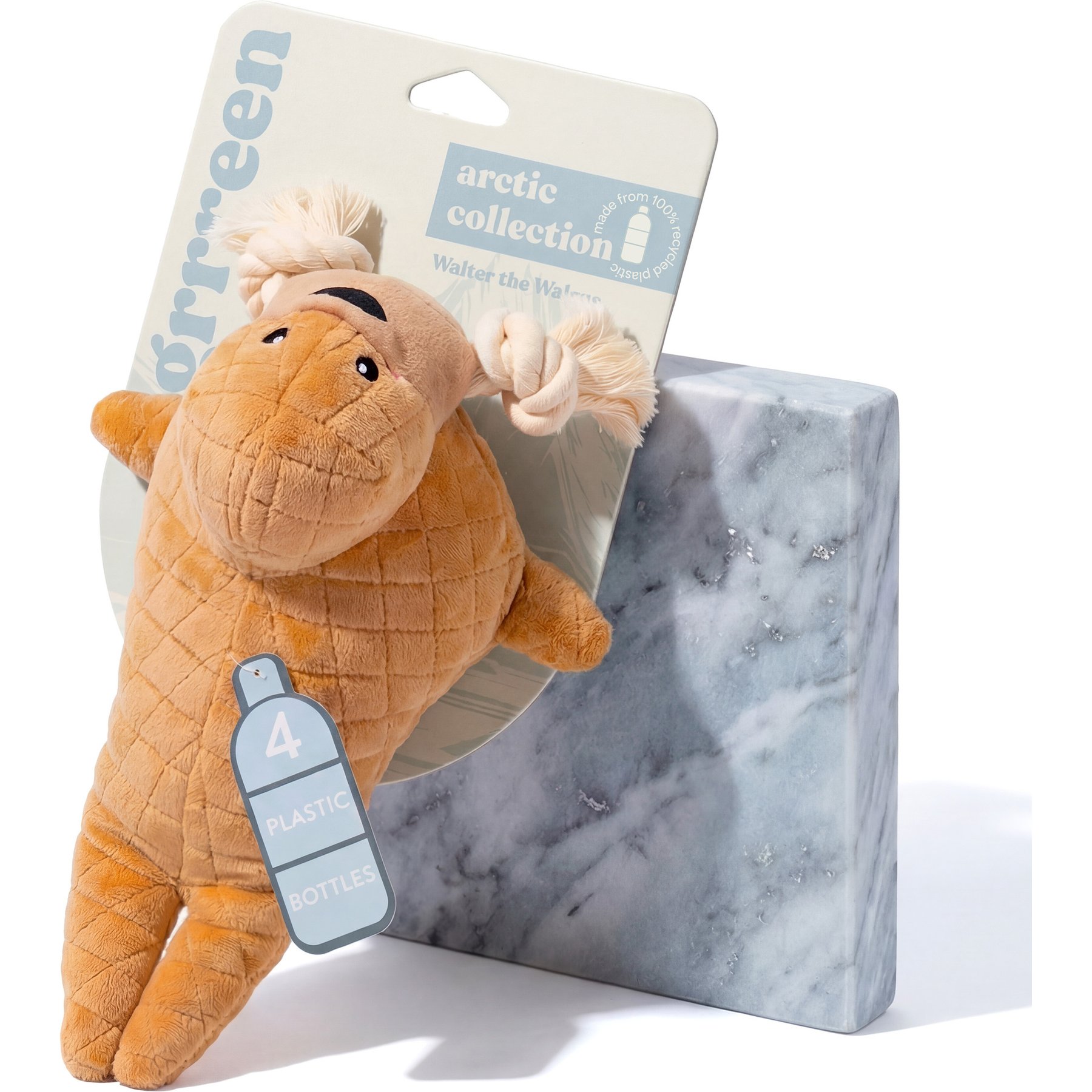 Grrreen Walrus Squeaky Plush Dog Toy, Brown, Medium