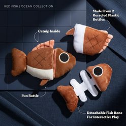 Grrreen Fish Puzzle Plush Cat Toy with Catnip, Brown, Small slide 2 of 7