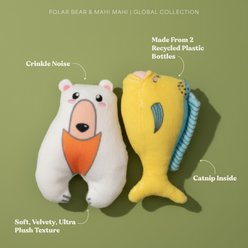Grrreen Mahi Polar Bear Cat Plush Toy with Catnip, Multi, Small, 2 count slide 2 of 7