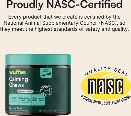 Show full view: Wuffes Stress & Anxiety Support Soft Chews Calming Supplement for Dogs, 60 count slide 3 of 9
