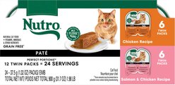 Nutro Perfect Portions Salmon & Chicken Variety Pack Pate Wet Cat Food, 2.64-oz tray, case of 12 twin-packs