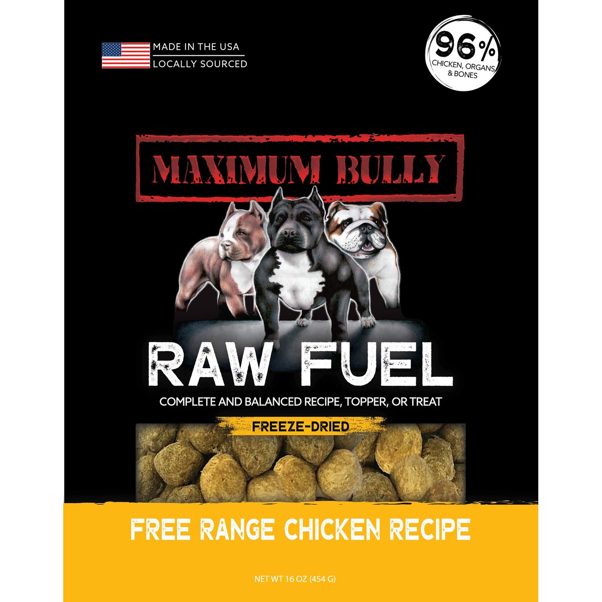 Maximum Bully Raw Fuel Free Range Chicken Recipe Freeze-Dried Dog Food, 16-oz