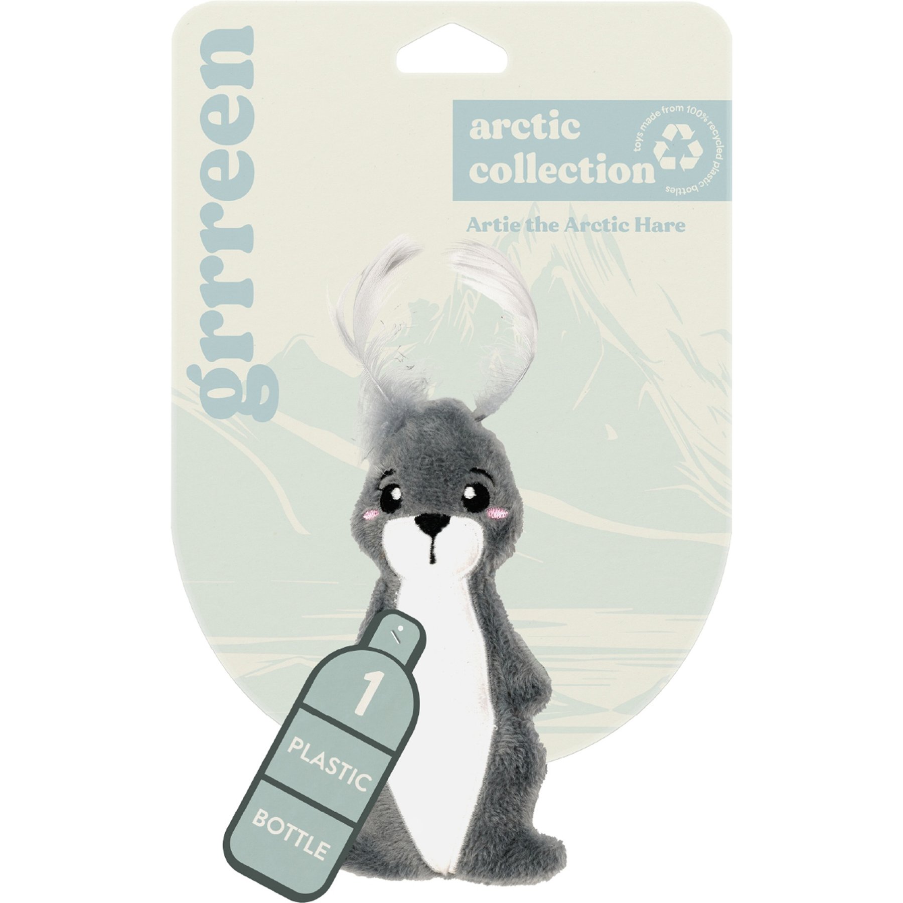 Grrreen Arctic Hare Catnip Plush Cat Toy, Grey, Small