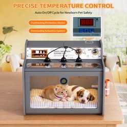 Coziwow Adjustable Temperature Wooden Heated Puppy Incubator, Cat & Small Pet House, Grey, 22-L slide 2 of 9