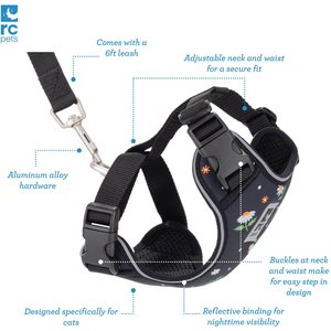 RC Pets Adventure Kitty Reflective Cat Harness & Leash, Teal, Medium: 13 to 18-in chest