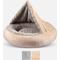 Show in main carousel: Invenho Indoor Round Cozy Calming Cave Covered Dog & Cat Bed with Hooded Blanket & Removable Cover, Beige, Small: 23 x 23 x 6-in slide 9 of 9