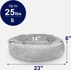 Invenho Indoor Round Cozy Calming Cave Covered Dog & Cat Bed with Hooded Blanket, Grey, Small: 23 x 23 x 6-in slide 2 of 9