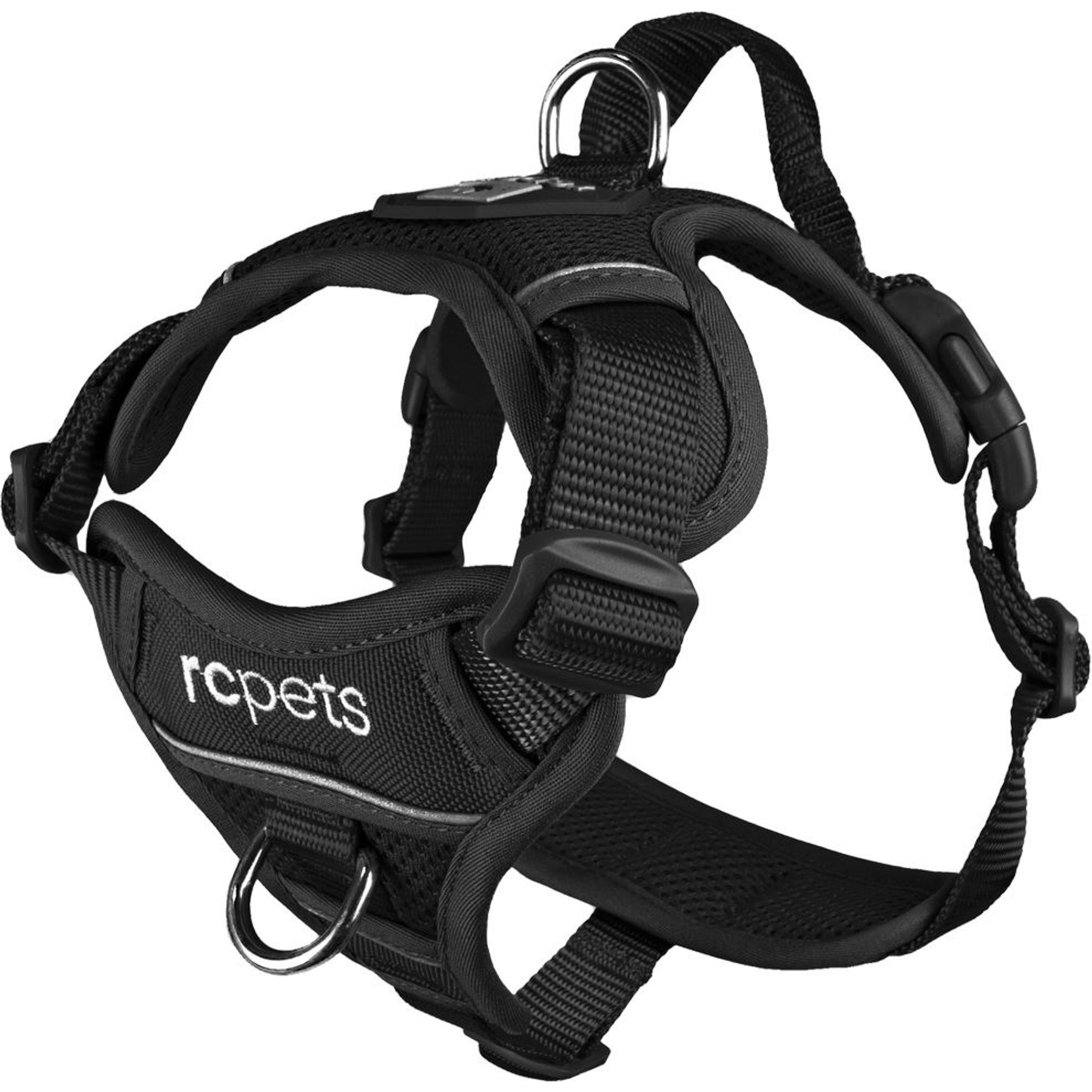 RC Pets Momentum Reflective Front & Back-Clip Dog Harness, Black, Large: 25 to 35-in chest