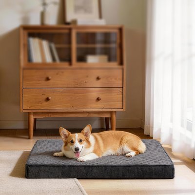 Invenho Invenho Egg Crate Foam Orthopedic Pillow Dog Bed Mat with Removable Washable Cover, Grey, Large: 35 x 22 x 3-in