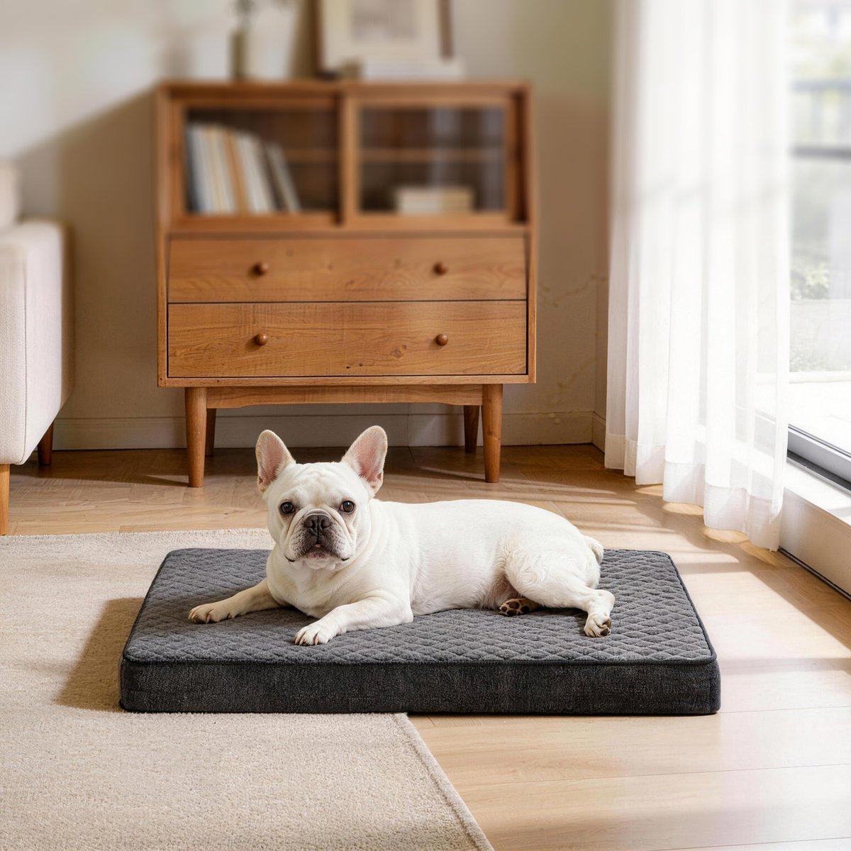 Invenho Egg Crate Foam Orthopedic Pillow Dog Bed Mat with Removable Washable Cover, Grey, Medium: 30 x 18 x 3-in