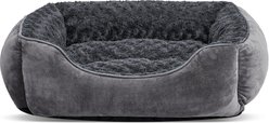 Invenho Square Bolster Dog Bed with Anti-Slip Bottom & Washable Calming Soft Bed, Grey, Medium: 25 x 21 x 8-in slide 2 of 9