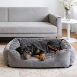 MIXJOY Rose Swirl Faux Fur Dog Pillow Bed, Grey, XX-Large: 42 x 30 x 10-in