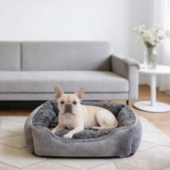 MIXJOY Rose Swirl Faux Fur Dog Pillow Bed, Grey, Medium: 25 x 21 x 8-in slide 1 of 9