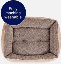 MIXJOY Rose Swirl Faux Fur Dog Pillow Bed, Brown, Small: 20 x 19 x 6-in slide 2 of 9