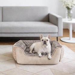 MIXJOY Rose Swirl Faux Fur Dog Pillow Bed, Brown, Medium: 25 x 21 x 8-in