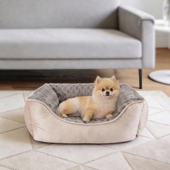 MIXJOY Rose Swirl Faux Fur Dog Pillow Bed, Brown, Small: 20 x 19 x 6-in slide 1 of 9