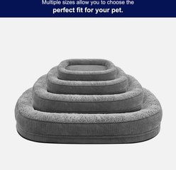 Invenho Oval Memory Foam Orthopedic Bolster Dog Bed with Removable Washable Cover, Grey, Large: 35 x 25 x 7-in slide 2 of 9