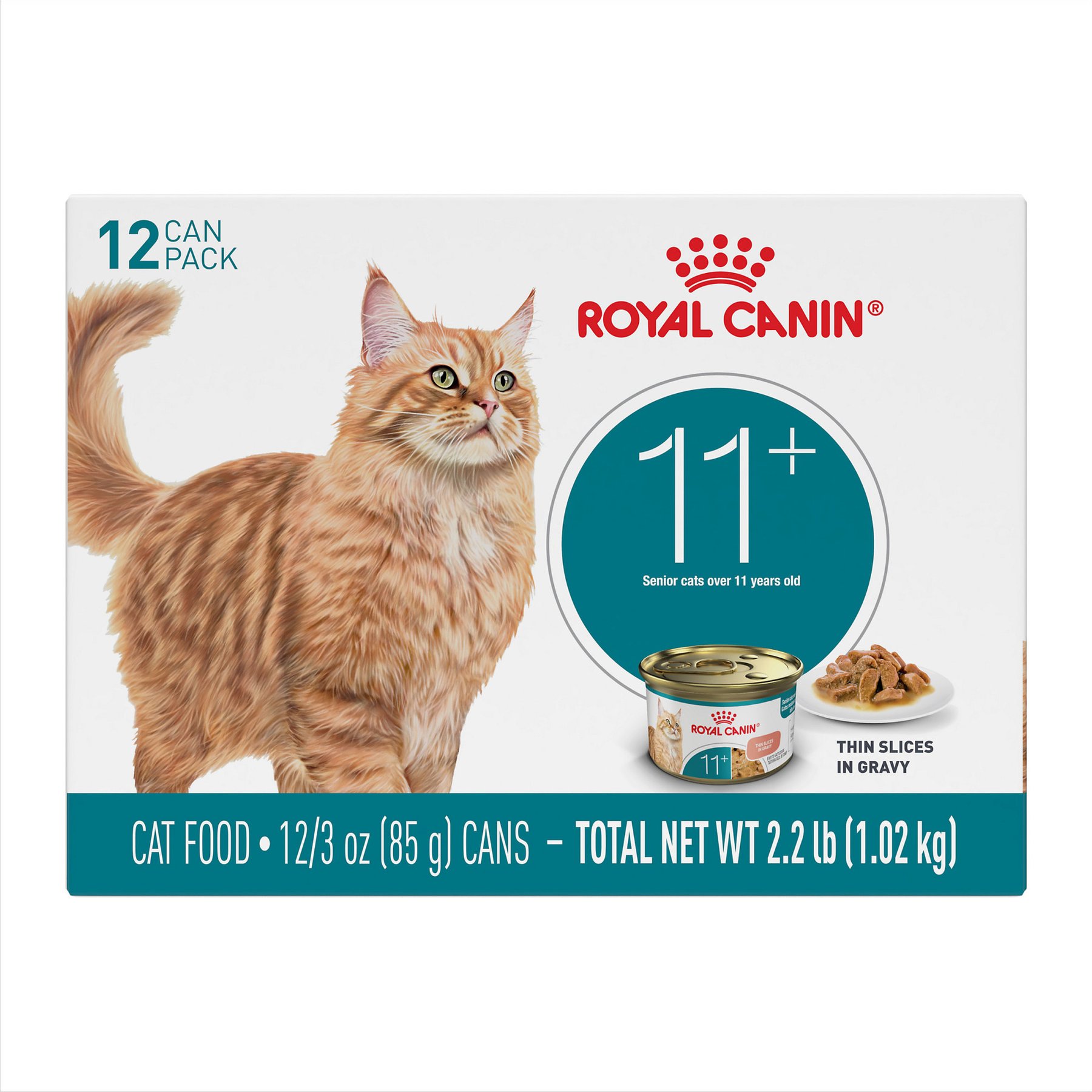 Royal Canin Feline Health Nutrition Aging 11+ Thin Slices in Gravy Senior Wet Cat Food, 3-oz can, case of 12