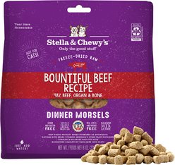Stella & Chewy's Freeze-Dried Raw Dinner Morsels Grain-Free Protein Rich Bountiful Beef Recipe Cat Food, 8-oz bag
