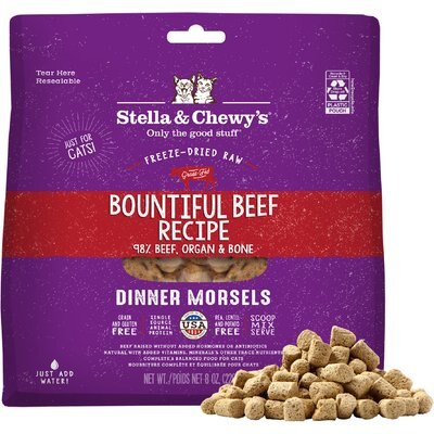 Stella & Chewy's Stella & Chewy's Freeze-Dried Raw Dinner Morsels Grain-Free Protein Rich Bountiful Beef Recipe Cat Food, 8-oz bag