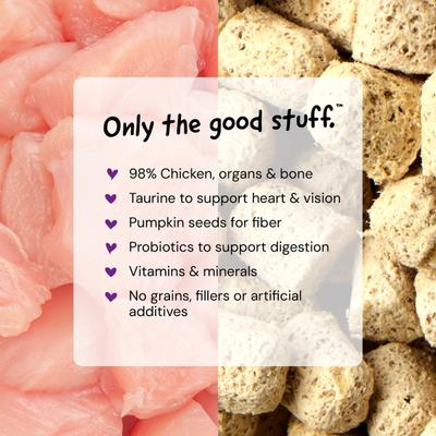 Show full view: Stella & Chewy's Chick Chick Chicken Dinner Morsels Freeze-Dried Raw Cat Food, 8-oz bag slide 4 of 13