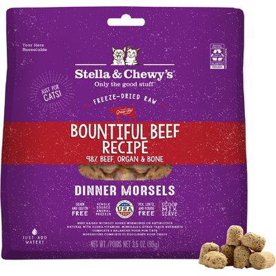 Stella & Chewy's Stella & Chewy's Freeze-Dried Raw Dinner Morsels Grain-Free Protein Rich Bountiful Beef Recipe Cat Food, 3.5-oz bag