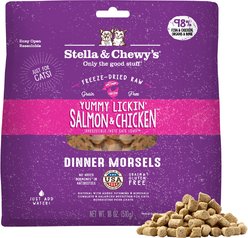 Stella & Chewy's Yummy Lickin' Salmon & Chicken Dinner Morsels Freeze-Dried Raw Cat Food, 18-oz bag