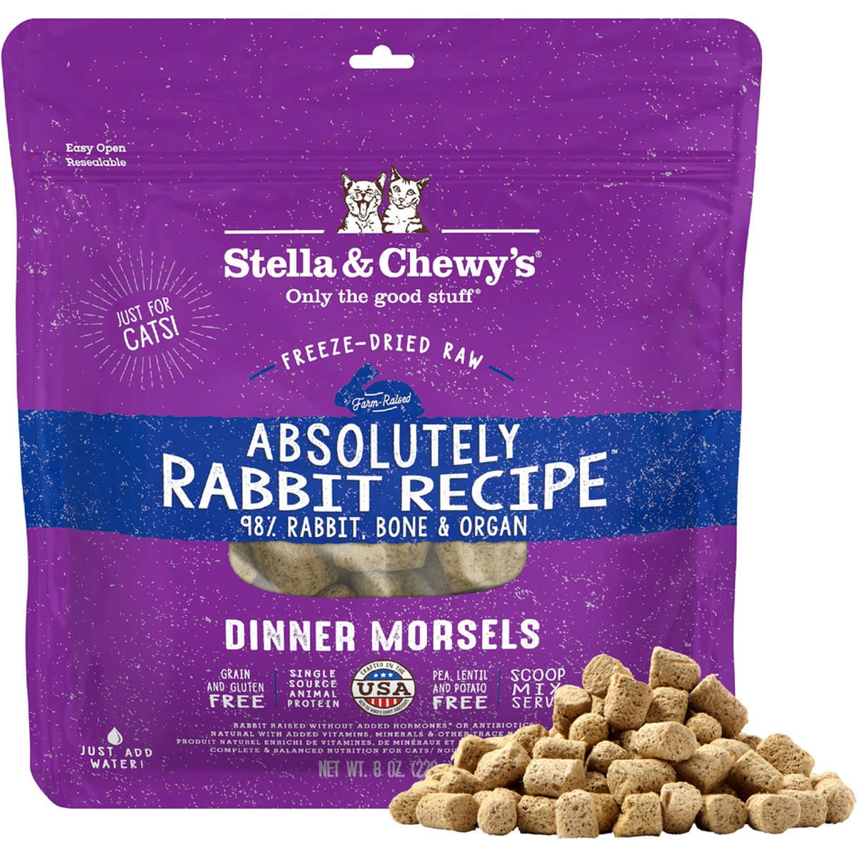 Stella & Chewy's Absolutely Rabbit Dinner Morsels Freeze-Dried Raw Cat Food, 16-oz bundle