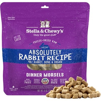 Stella & Chewy's Stella & Chewy's Absolutely Rabbit Dinner Morsels Freeze-Dried Raw Cat Food, 16-oz bundle