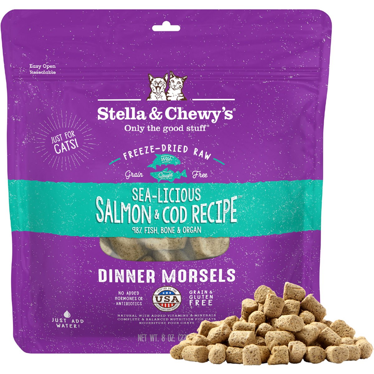 Stella & Chewy's Sea-licious Salmon & Cod Freeze-Dried Cat Food, 9-oz