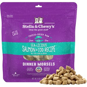 Stella & Chewy's Sea-licious Salmon & Cod Dinner Morsels Freeze-Dried Raw Cat Food, 8-oz bag