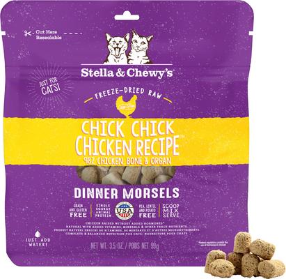 Stella & Chewy's Chick, Chick Chicken Freeze-Dried Raw Dinner Morsels for Cats, 3.5-oz bag
