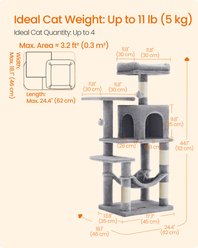 FEANDREA Plush Cat Tree & Condo, 44.1-in, Light Gray slide 2 of 9