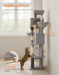 FEANDREA Multi-Level 69-in Plush Cat Tree & Condo, Dove Gray slide 2 of 7