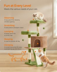 FEANDREA Scratching Ramp 45.3-in Plush Cat Tree & Condo, Grass Green/Camel Brown slide 2 of 7
