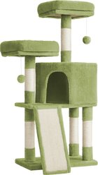 FEANDREA Scratching Ramp 45.3-in Plush Cat Tree & Condo, Grass Green