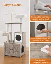 FEANDREA Modern 54.3-in 2-in-1 Plush Cat Tree & Condo with Litter Box Enclosure, Greige slide 2 of 9