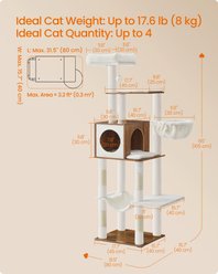 FEANDREA 65-in Multi-Level Cat Tree, Honey Brown slide 2 of 6