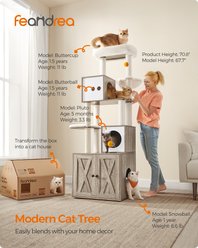 FEANDREA Modern 72.8-in 2-in-1 Plush Cat Tree & Condo with Litter Box Enclosure, Heather Greige slide 2 of 9